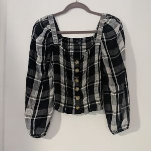 Puffy Sleeve Cropped Blouse